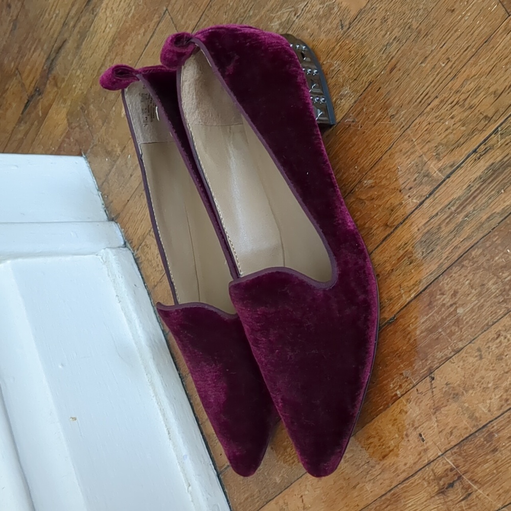 Franco Sarto Magenta Velvet Flats, Size 7.5